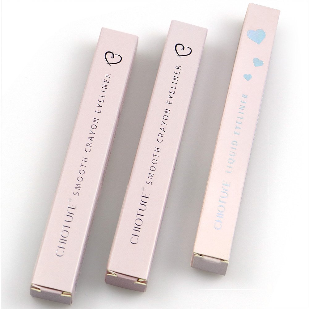 Custom eyeliner packaging box, pink with spot uv logo