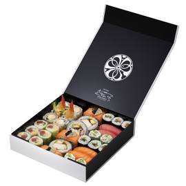 Custom printed sushi boxes with clear lids wholesale food packaging