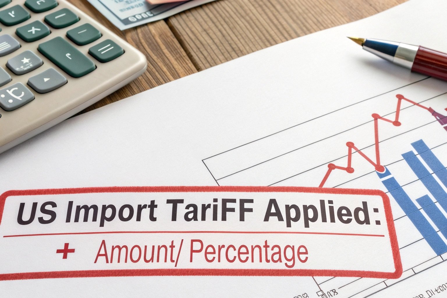 Calculator showing increased packaging cost due to tariffs
