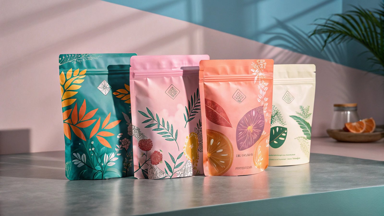 Custom printed food pouches wholesale stand up bags food packaging