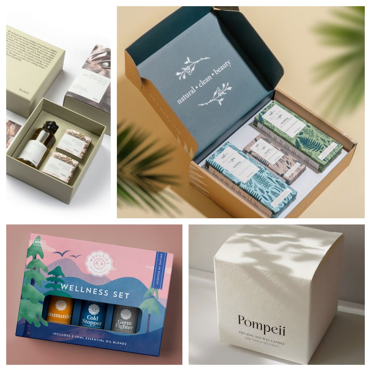 Folding carton, rigid box, and corrugated box examples