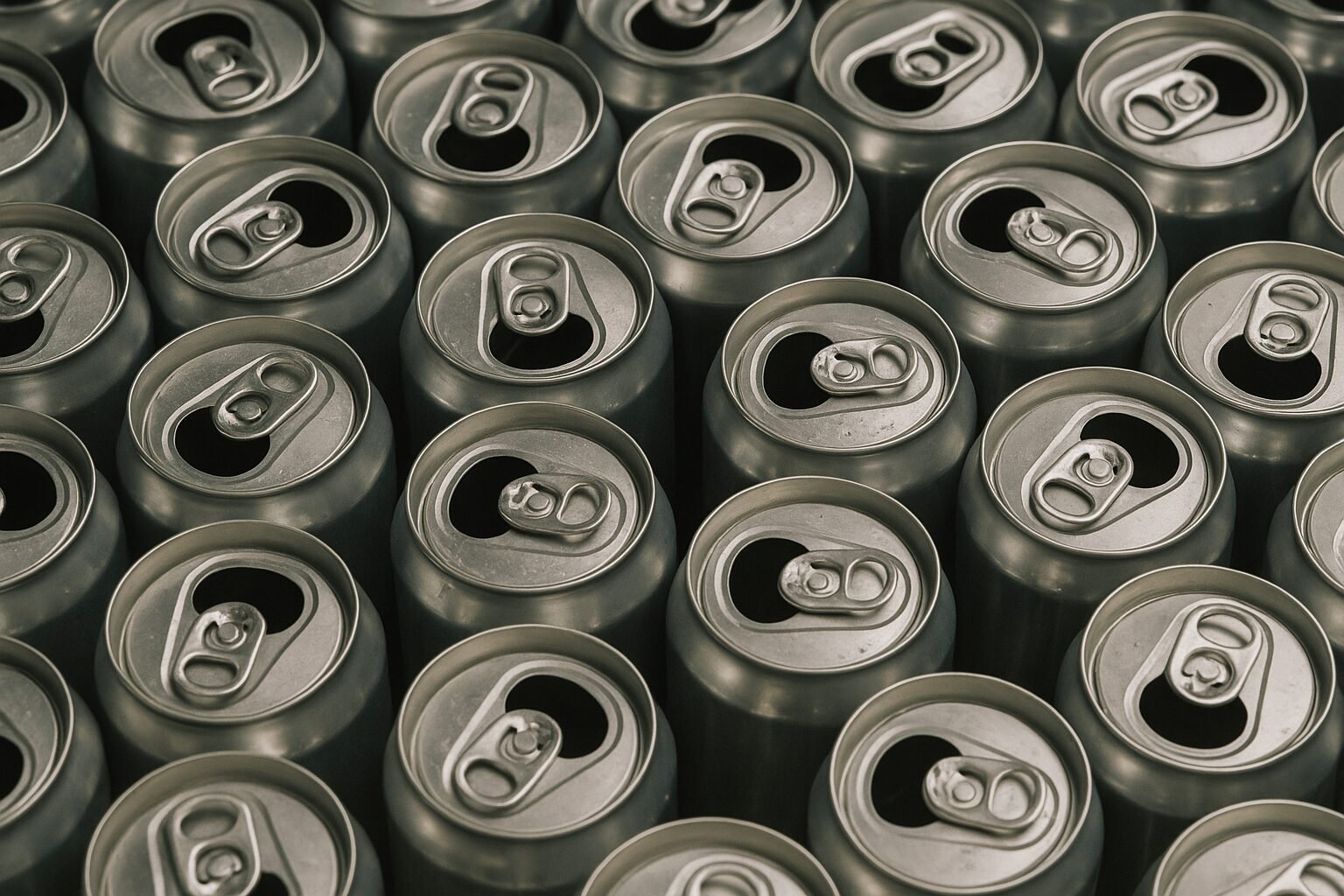 Aluminum cans ready for recycling