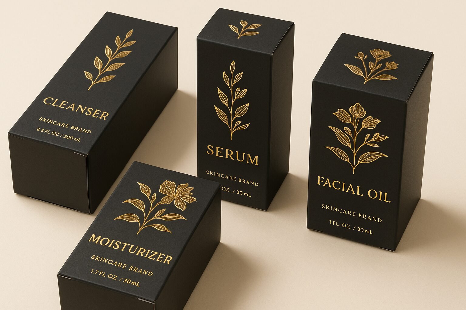 Luxury folding cartons with gold foil stamping for skincare
