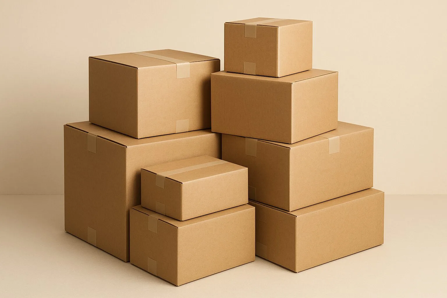 Stack of corrugated cardboard shipping boxes