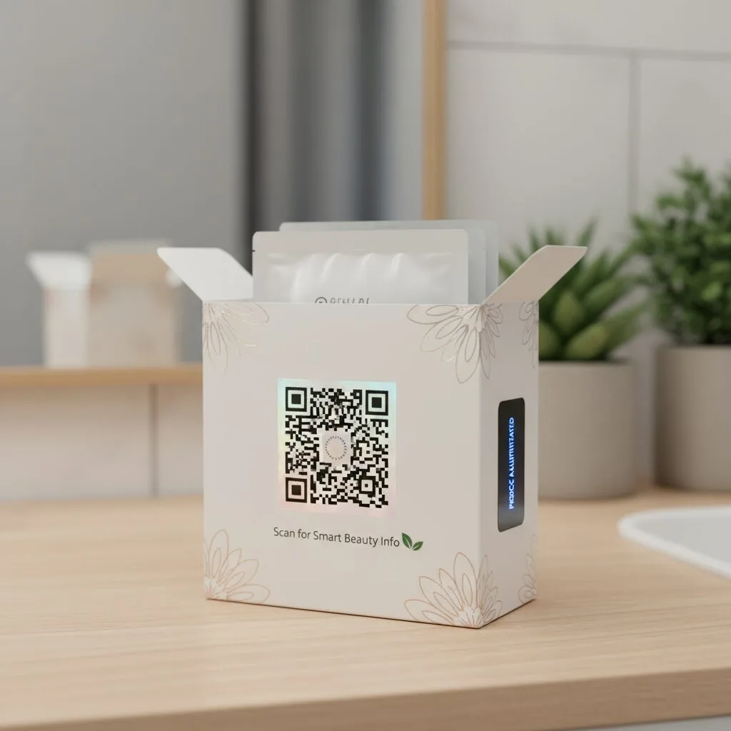 Eco-friendly cosmetic packaging with a QR code