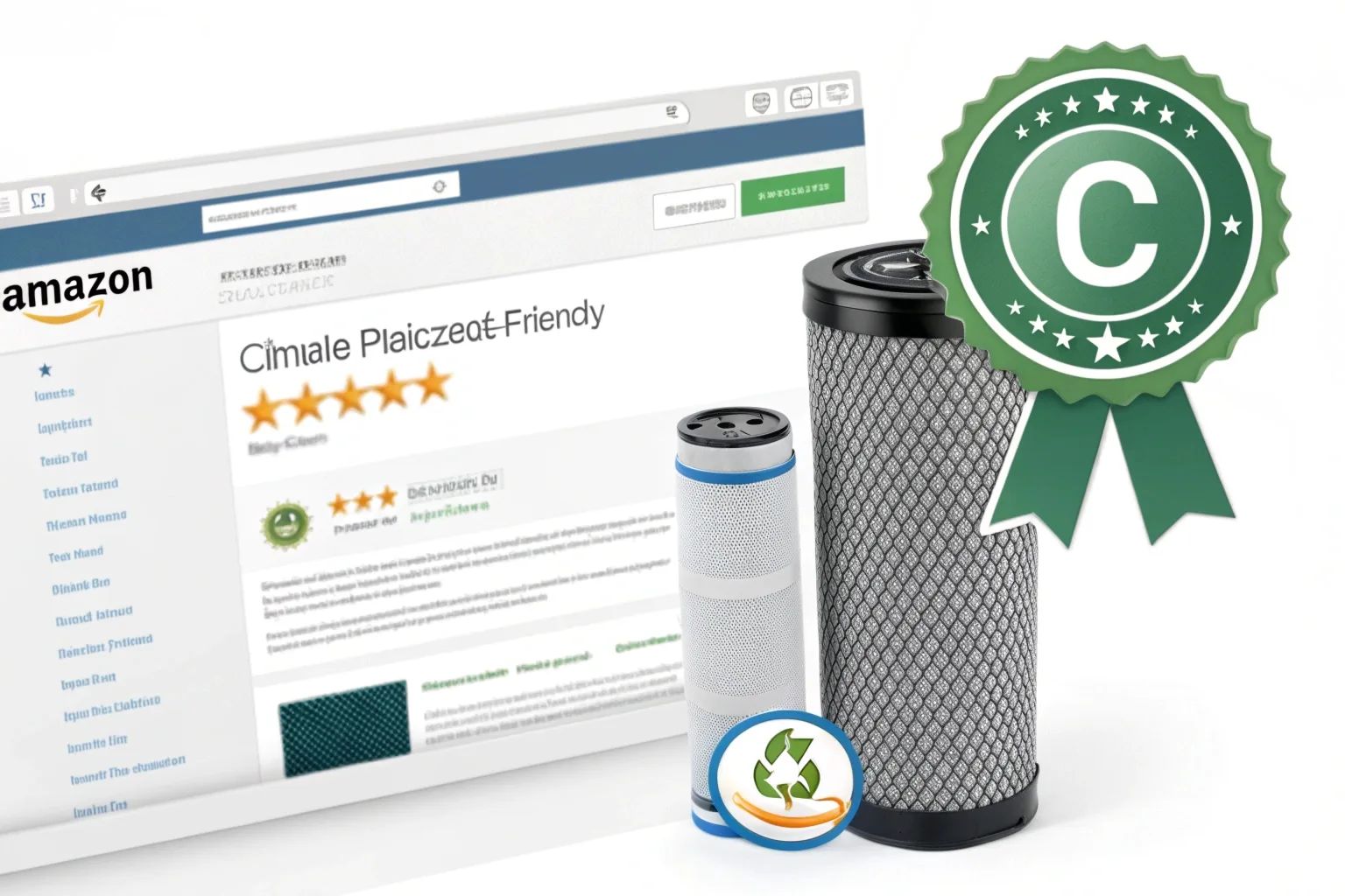 Amazon search result showing Climate Pledge Friendly badge