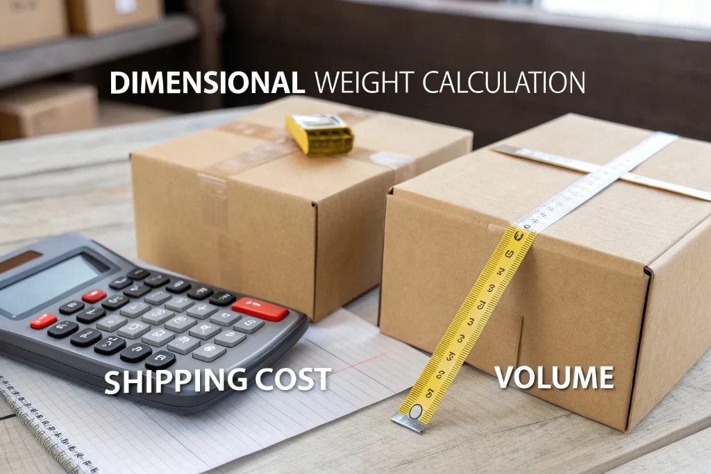 Graphic showing dimensional weight calculation