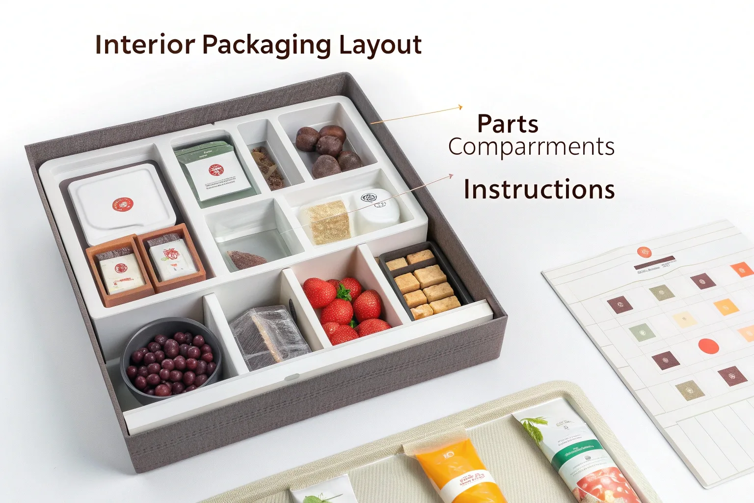 Interior packaging layout showing organized parts and instructions