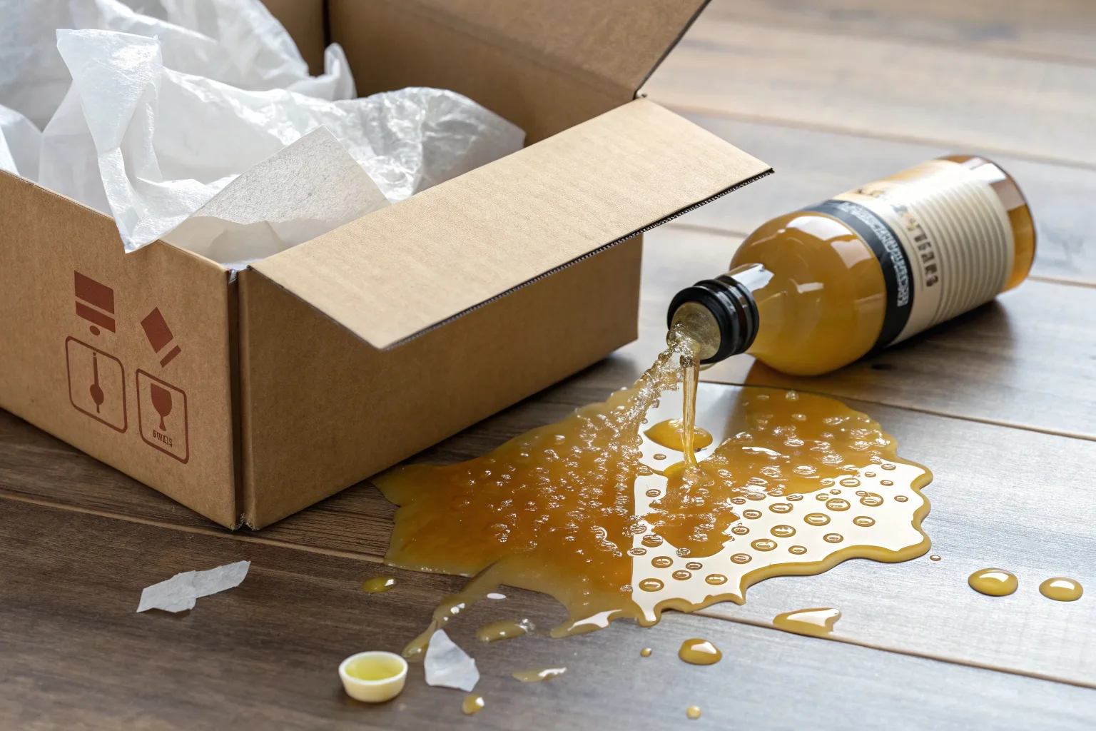 Liquid product leaking inside a package