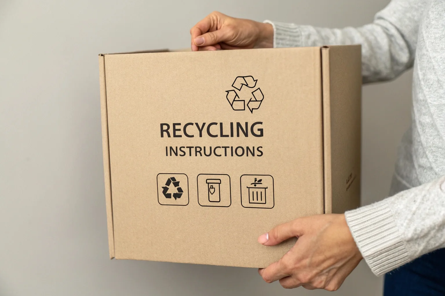 Recycling instructions printed on a box